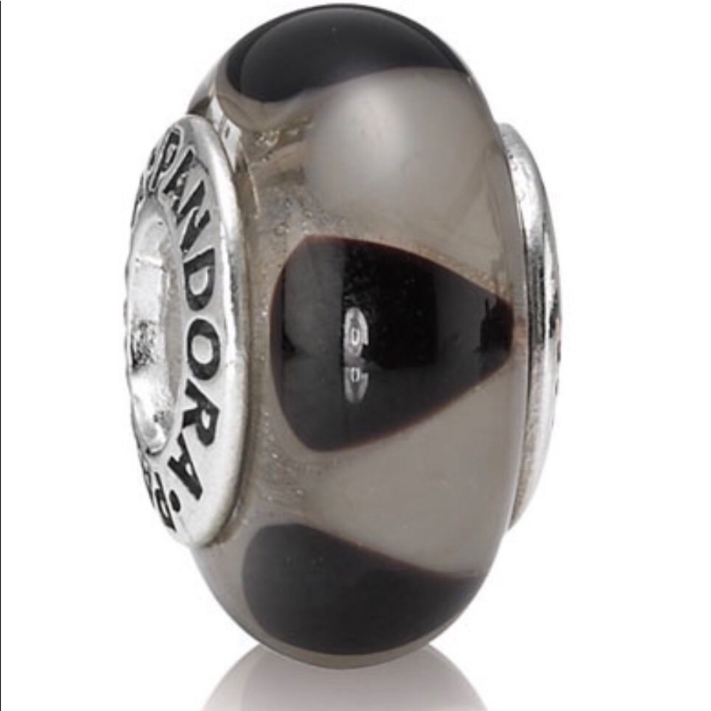 Black and gray Murano glass Pandora charm